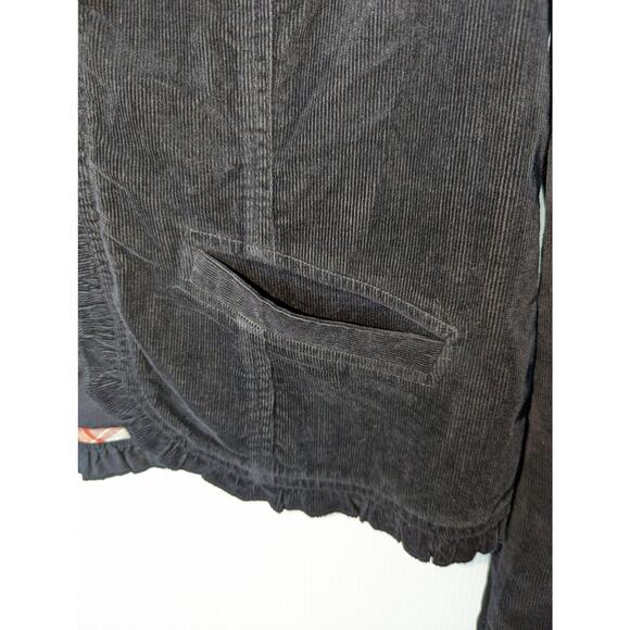 Vintage 90's Willi Smith Black Corduroy Cropped  Blazer Ruffle Trim Size 6 - Picture 8 of 10